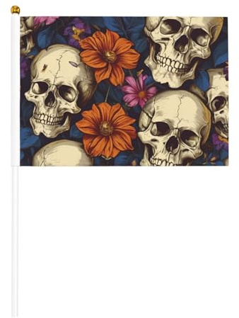 Totenkopf-Flagge, Handflagge, Banner auf Stab, kleine Flaggen für Paraden, Party, Bar, Geburtstag, 6 Stück und 10 Stück