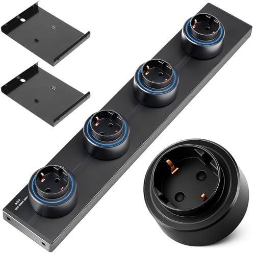 Mehrfachsteckdose Wandmontage - Steckdosenleiste Wandmontage Küche, 50 cm Stromschiene mit 4 Steckdosen, 8000 W MAX, für Küche, Wohnzimmer, Büro