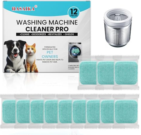HASAIKA® Detergente per lavatrice, Anticalcare Lavatrice Machine, Pulizia profonda, adatto per la pulizia di tutti i tipi di lavatrici, 12 pezzi