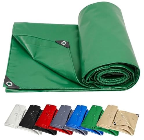 Lona Impermeable 6.6 x 7 m Protección UV, Antidesgarro con Ojales Cubierta de Lona Multiuso para Muebles Jardín Piscina Coche, Verde