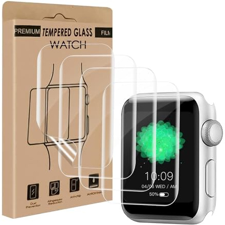 Cable Leader 4 Pack Verre Trempé pour Apple Watch Series 4/5/6/SE/SE2/SE3 (40mm), Flexible TPU vitre protection, Anti Rayures, Sans Bulle, Sensibilité, Ultra HD Apple Watch 40mm protection écran