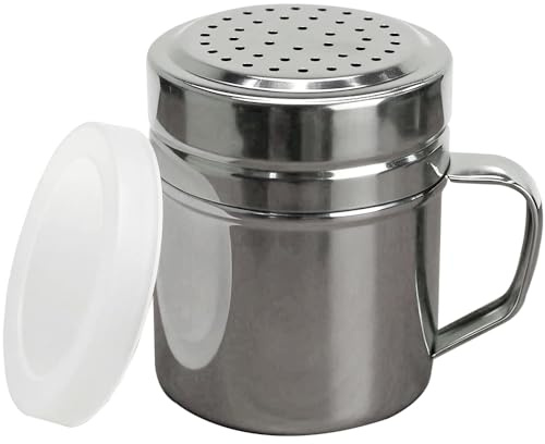 Armo® Stainless Steel Powder Shaker Bottle Chocolate Powder with Fine Mesh Sieve Sifter Icing Sugar Duster with Handle
