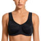 SYROKAN Women's Max Control Solid High Impact Plus Size Underwire Sports Bra for Large Breasts Black 40G