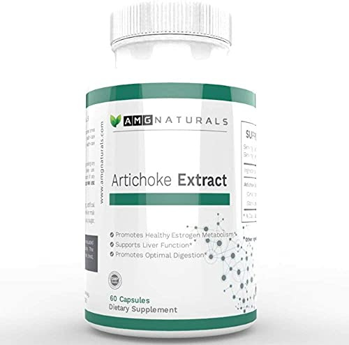 AMG Naturals Artichoke Extract Capsules | 7 mg Cynarin Herbal Artichoke Leaf | Liver Support Supplement for Bile Flow, Digestion & Estrogen Metabolism | Vegan, Gluten Free Formula | 60 Capsules