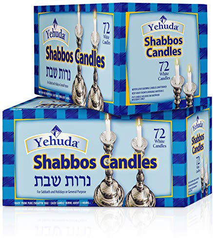 Yehuda Candele Shabbos da 3 ore, 72 pezzi (confezione da 2 – totale 144) candele tradizionali per la tavola da pranzo Shabbat