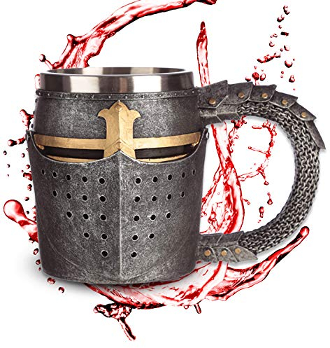 Deko Krug ''Lancelot'' - Verzierter Ritterhelm-Becher (0,35l) - Höhe 12 cm - Dekoration Fantasy Mittelalter