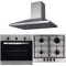 SIA 60cm Electric Stainless Steel True Fan Oven, 4 Burner Gas Hob & Cooker Hood