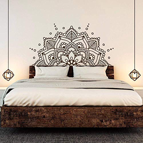 Schlafzimmer Kopfteil Boho Bohemian Decor Halbe Mandala Wandtattoo Yoga Studio Namaste Ornament Mandala Vinyl Wandaufkleber 112X56 Cm