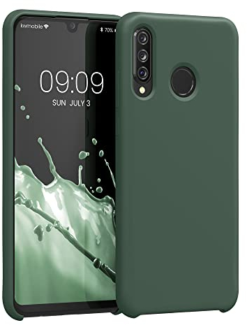 kwmobile Hülle kompatibel mit Huawei P30 Lite Hülle - Silikon Handy Case - Handyhülle weiche Oberfläche - kabelloses Laden - Moosgrün
