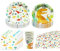 Dinosaur Party Supplies Birthday Tableware Set Paper Plates, Dinosaur Cups and Napkins, for Kids Theme Party Decoration Serves 16 Guests.