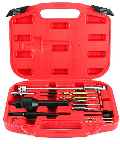 Glühkerzenabzieher, Werkzeug zum Entfernen von Glühkerzen, 16-teiliges, stahlbeschädigtes Glühkerzenentferner Tragbares Entfernungswerkzeug 0,3 Zoll 0,4 Zoll Kit für Zylinderköpfe