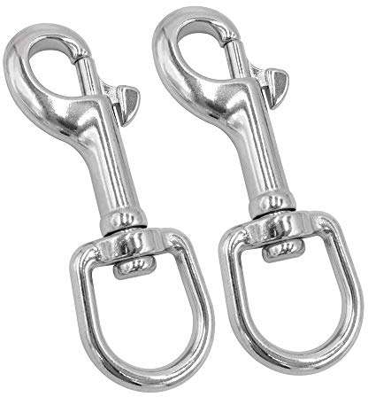 POFET 2 Pcs 3#-316 Heavy Duty Stainless Steel Swivel Eye Bolt Snap Hook,Marine Grade Stainless Steel Clips, For Diving/Key Chain/Dog Leash/Camera Strap/Clothesline And More