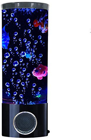 Mini Fish Lava Lamp Bluetooth Speaker Bubble LED Fantasy Multi-Color Changing Aquarium Light with 4 Artificial Fish Electric Mood Night Light for Home Office Living Room Decor Gifts for Men Women Kids