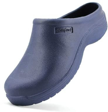JOMIX Zuecos Sanitarios Hombre Trabajo Hospital Cocina Jardín Zuecos Ergonómicos Goma Eva Fabricados en Europa, Navy, 40 EU