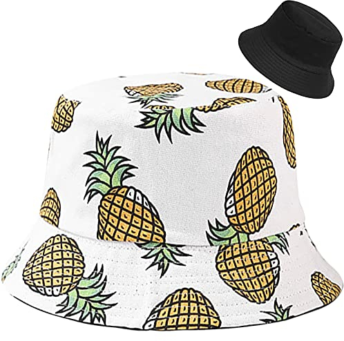 XYIYI Ananas Weiß Reversibel Fischerhüte Anglerhut Sonnenhut Für Damen Mädchen