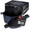 Stanley Rogers Cocotte runder Gusseisen Bräter emailliert 6,5l 28cm blau I Praktische Grillpfanne als Deckel I Geeignet für Induktion und Backofen