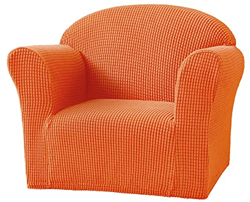 VanderHOME Kindersofa Bezug Sofas fürs Kinderzimmer Stretch Spandex Couchbezug Sofahusse fürs Kinder, Bezug Möbelschoner Für Kinder Kleinkinder Babysofa Jacquard-Gitter(Orange)