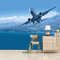 FVGKYS Wandbilder Schlafzimmer Erwachsene Kinder Tapete Plakate 3D Flugzeug Mit Blauem Himmel Selbstklebend Wandgemälde Wandtattoo Kunst Dekoration Für Wohnzimmer Küche Wanddekoration 350x256cm