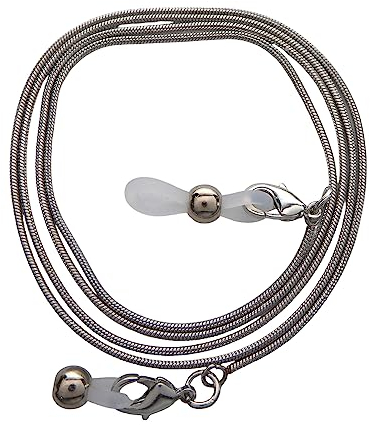 XieXie 2 Stück Edelstahl Brillenketten 72cm Schlangenkette mit Kugel Brillenöse (Transparent/silber)