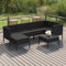 vidaXL Gartenmöbel 7-TLG. mit Auflagen Sitzgruppe Sofa Lounge Garten Garnitur Gartenset Gartensofa Mittelsofa Ecksofa Fußhocker Tisch Poly Rattan Schwarz