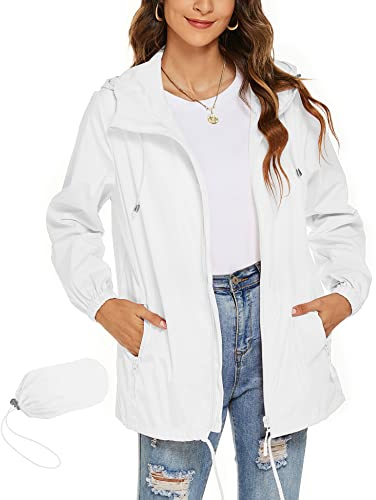 Rapbin – Manteau de pluie imperméable à capuche, léger, coupe-vent, pliable, pour femme, S