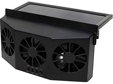 Baceyong Refroidisseur de voiture solaire à trois ventilateurs, Le ventilateur d'extraction de ventilation de voiture solaire dissipe les odeurs, Noir/Blanc