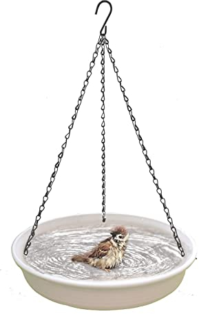 30,5 cm hängende Vogeltränke, hängende Vogelfutterstation Vogeltränke Tablett mit Haken und Kette für Outdoor Garten Hof Terrasse