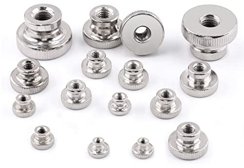 Tanstic 20Pcs M6x1.0mm Knurled Thumb Nuts Round Knobs Fasteners with Nickel Plated Adjusting Nuts Metric Thread
