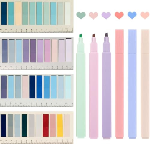 Sticky Book Tabs with Highlighers, 800 PCS Annotation Tabs | 6 PCS Highlighters, Annotation Tabs, Writable Page Flags Marker, Sticky Notes Index Tabs for Files Classification