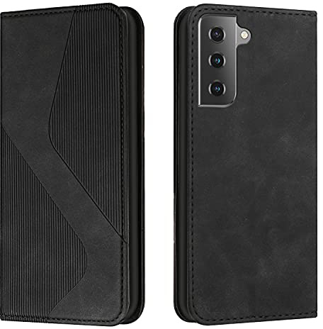 Mo-Somnus Kompatibel mit Samsung Galaxy S21 Plus Hülle, Schutzhülle Samsung S21 Plus, Magnet PU Leder Tasche Handyhülle Samsung S21 Plus, Klappbar Samsung S21 Plus Brieftasche Klapphülle (Schwarz)