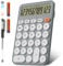 Taschenrechner Schule, Tischgröße 16 x 11 cm, DECKLIT 12-stelliger Batterie Tischrechner Groß Tasten Leicht zu Drücken LCD-Display, 15° Neigbarer Bildschirm für Taschenrechner Kinder (Grau)