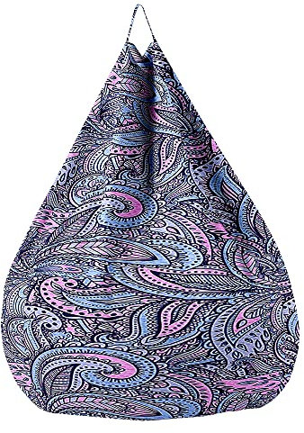 Treer Sitzsack Bezug ohne Füllung Kinder Erwachsene Sitzsackbezug mit Retro-Klassiker Paisley Muster Abnehmbarer Waschbar Sitzsack Außenbezug Spielzeug Aufbewahrungstasche (90x110cm,Veilchen)