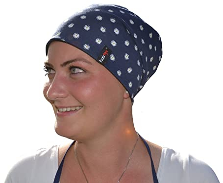 hairtex Stall-Beanie Unisex - Schützt vor Gerüchen - Wasserresistent, Schmutzbeständig, Atmungsaktiv Blümchen blau Einheitsgröße