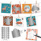 Papierdrachen Individueller Adventskalender mit Rubbelkarten 12x12cm - 24 Karten zum Personalisieren, 24 Zahlenaufkleber (silber), Kordel & 24 Klammern zum Aufhängen - Boho Nordic Christmas - Set 01