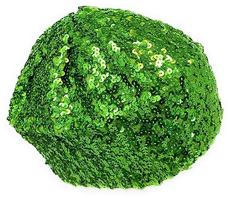 Cadoline Grüne Damen-Flappermütze aus elastischem Pailletten-Polyester mit 23 cm Durchmesser