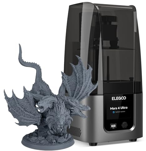 ELEGOO Mars 4 Ultra MSLA Resin 3D Drucker, Harz 3D-Drucker mit 9K Monochrom-LCD, Wi-Fi Konnektivität, Müheloses Nivellierung, ACF Release Liner Film, 3D Printer Druckgröße von 153,36x77,76x165mm³