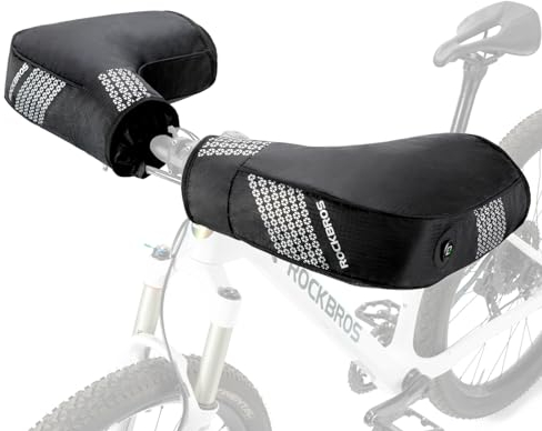 ROCKBROS Lenkerstulpen Handschuhe Lenker Fahrrad Winter Thermo Warme Verdickte Wasserabweisende Gefütterte Lenkerhandschuhe mit Lenkerstopfen Tasche für MTBs E-Scooters Rollers