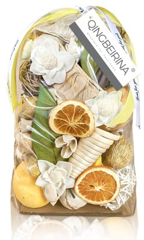 Qingbei Rina Sacs de pot-pourri - Pot-pourri - Citron / agrumes / thym - Fleurs séchées décoratives jaunes - Sachet de parfum d'intérieur - 567 g