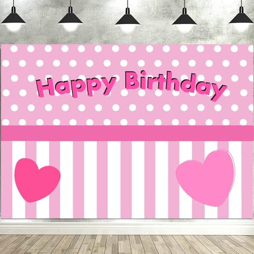 XXDecor 7x5FT Minnie Birthday Backdrop Pink Mouse Happy Birthday Photography Background Banner for Kids Girls Mouse Themed 1st 2nd 3rd 4th 5th 6th 7th Birthday Party Decorations Supplies