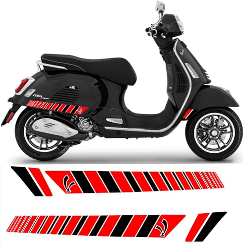 Generisch Vespa Side Strobe V Stripes Aufkleber Rot Schwarz für GTS 125 150 200 250 300 GTV, Aufkleber laminiert