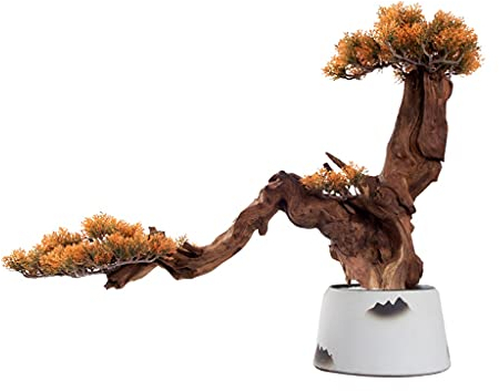 Künstlicher Bonsai, künstliche, einladende Kiefern-Bonsai-Bäume, Keramik-Blumentöpfe, Silikon-Koniferen, einfache und natürliche Kunstpflanzen, die für die Dekoration von Wohnzimmer und Büro verwendet