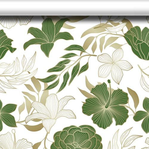 Papier peint autocollant vert, motif floral de luxe, moderne pour meubles, salon, maison, 40 cm x 300 cm (40 cm x 600 cm)