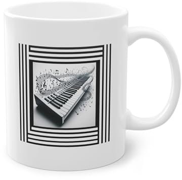 Piano Synthesizer Mug – Original Gift Mug – Gift Idea White Glossy 11oz
