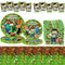 Game Party Supplies Tableware , Video Game Birthday Party Decorations ,Kids Birthday Tableware , Birthday Game Theme Style Decoration Includes Party Plates Cups Napkins Tablecloth- Serve 10