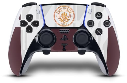 Head Case Designs Offizielle Manchester City Man City FC Away 2023/24 Bausatz Vinyl Haut Gaming Aufkleber Abziehbild Abdeckung kompatibel mit Sony PlayStation 5 PS5 DualSense Edge Controller