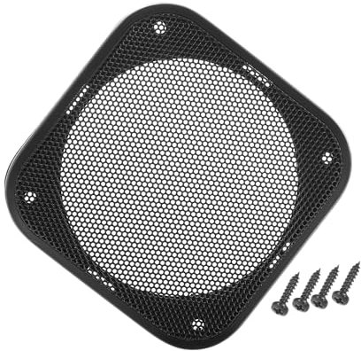 VekAuto Universal 4 Car Speaker Grills Cover Mesh Square 4 Inch Audio Speaker Subwoofer Guard Protector Case with Mounting Screws ABS Black - Pack of 1 Auto Accessories