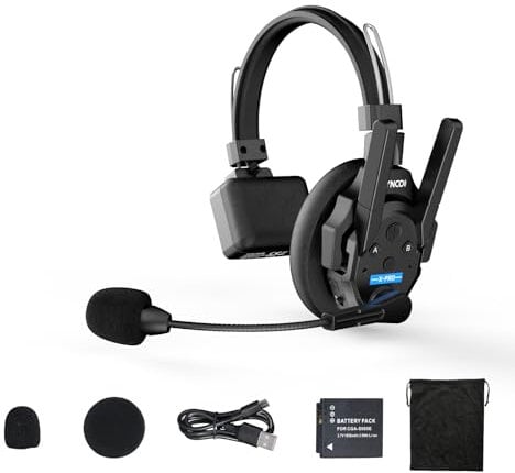 SYNCO XTALK XPRO1 Wireless Intercom Headset, 2,4GHz Vollduplex Funkgerät 24H Akkulaufzeit 500M Reichweite Echtzeit-Teamkommunikation, Funk Gegensprechanlage Kopfhörer