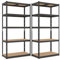 baudim - 2er-Set 180x90x40 cm Schwerlastregal/Steckregal schwarz mit 5 Böden je 175 kg Tragkraft, Metallregal, Garagenregal oder Lagerregal, Kellerregal, Werkstattregal, 875 kg