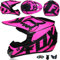 Casco Moto Per Ragazzi Casco Motocross Bambini Caschi Cross Per Adulti Uomo Casco Moto ATV Casco Integrale Enduro MTB Certificato DOT/ECE Con Occhiali Maschera Guanti Casco Da Discesa,Pink/A-S