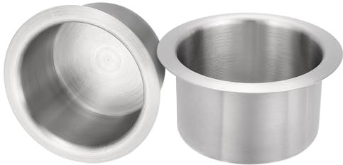 sourcing map 2 Pcs 201 Stainless Steel Drop-in Cup, 2.17 x 4.2 Drink Can Holder Poker Table Cup Holder Insert for Sofa Boat Car Marine, Silver